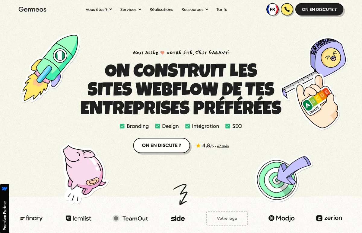 Homepage of Gemeos Agency, conversion-oriented Webflow agency