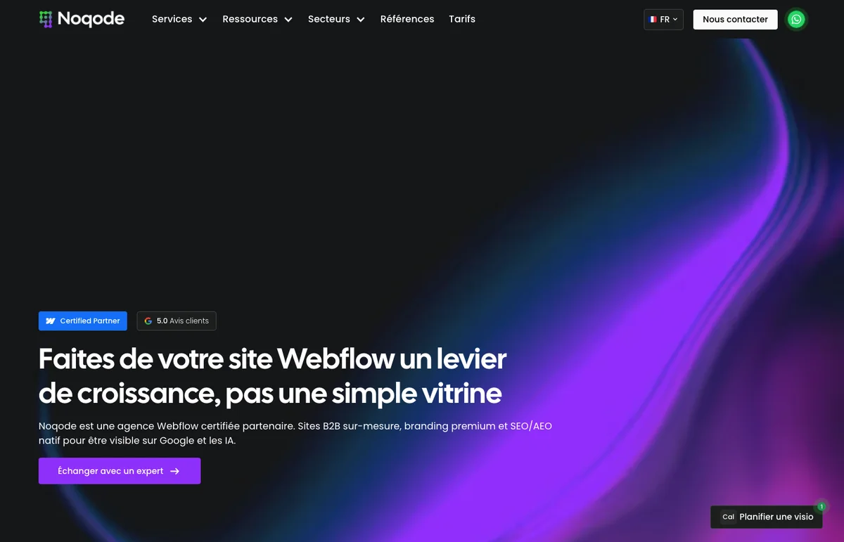 Noqode Website Homepage, Certified Webflow Agency Specializing in SEO