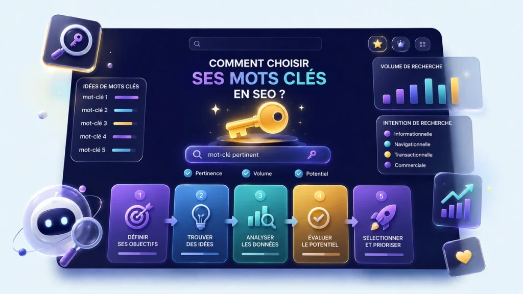 Illustration comment choisir ses mots-clés SEO : méthode de sélection pour le référencement