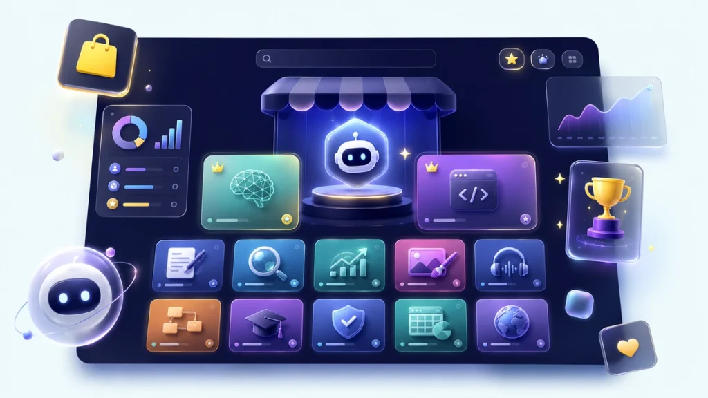 Illustration GPT Store : marketplace d'agents IA pour le marketing et le SEO