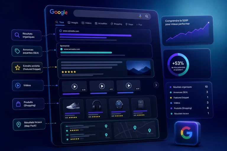 Illustration SERP Google : comprendre la page de résultats de recherche