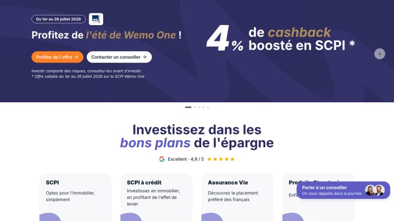 Page d'accueil du site Epargnoo