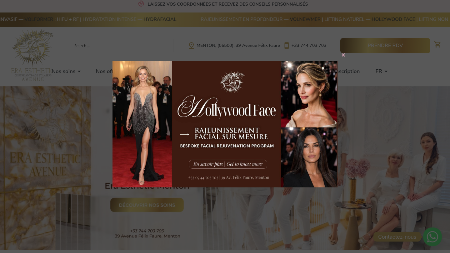 Page d'accueil du site ERA Esthetic