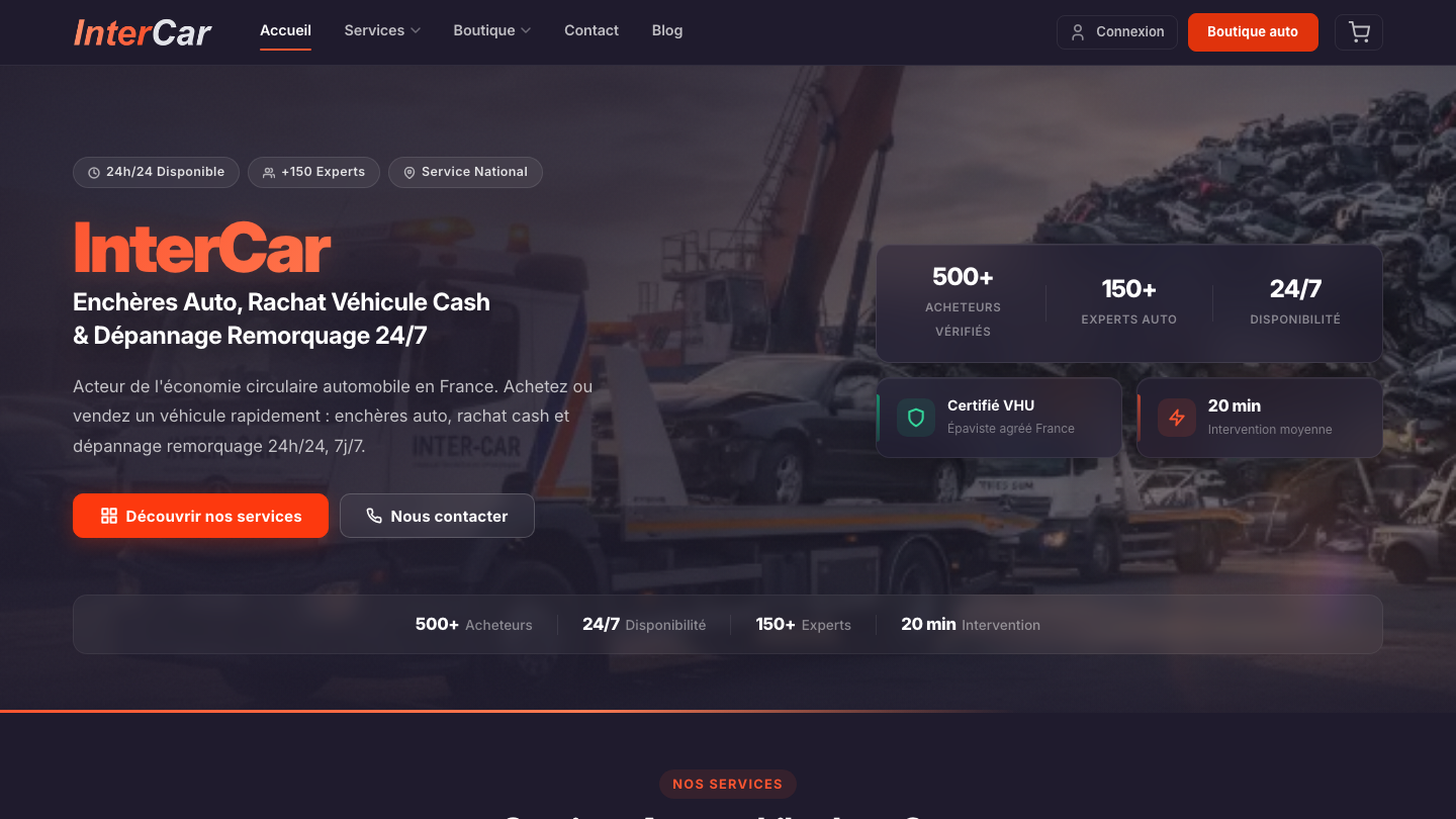 Page d'accueil du site Inter-Car