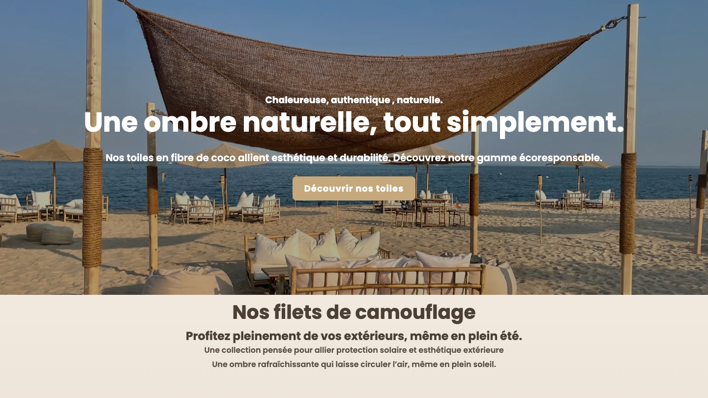 Page d'accueil du site Mon Ombrage