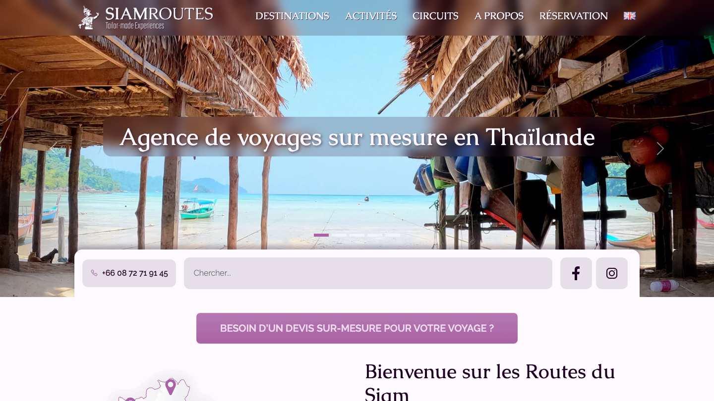 Page d'accueil du site Siam Routes