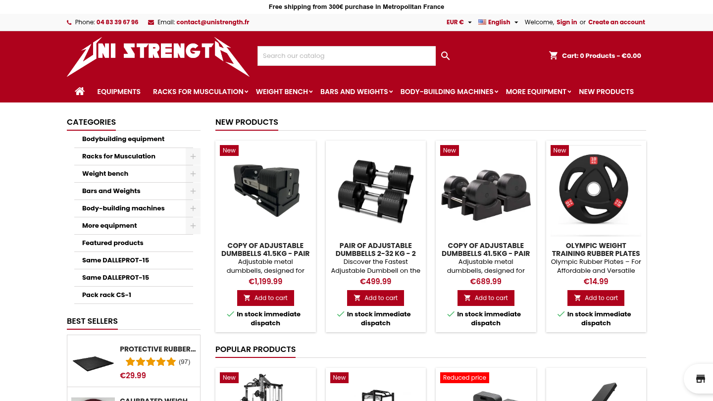 Page d'accueil du site Unistrength